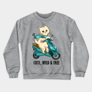 Funny cat on a motorcycle Crewneck Sweatshirt